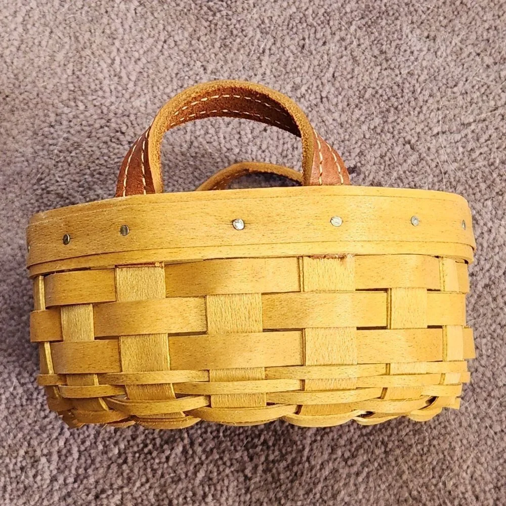 Longaberger Round Utility Basket with Leather Handles
